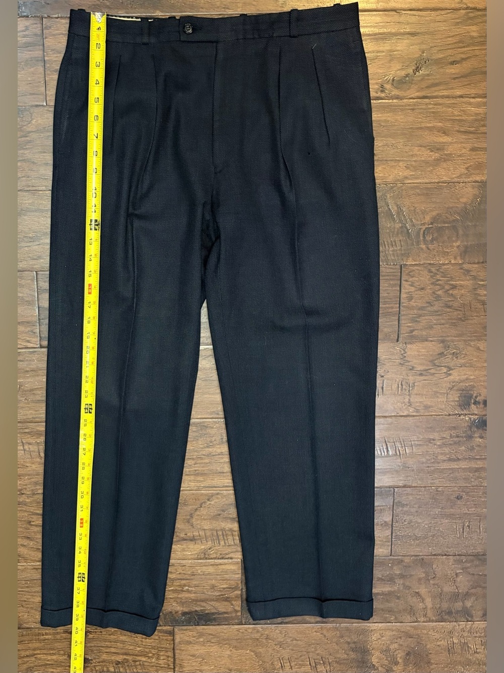 Vintage French Made 100% Wool Suit Black Mens 42R 32x23 2 Piece - Picture 11 of 16